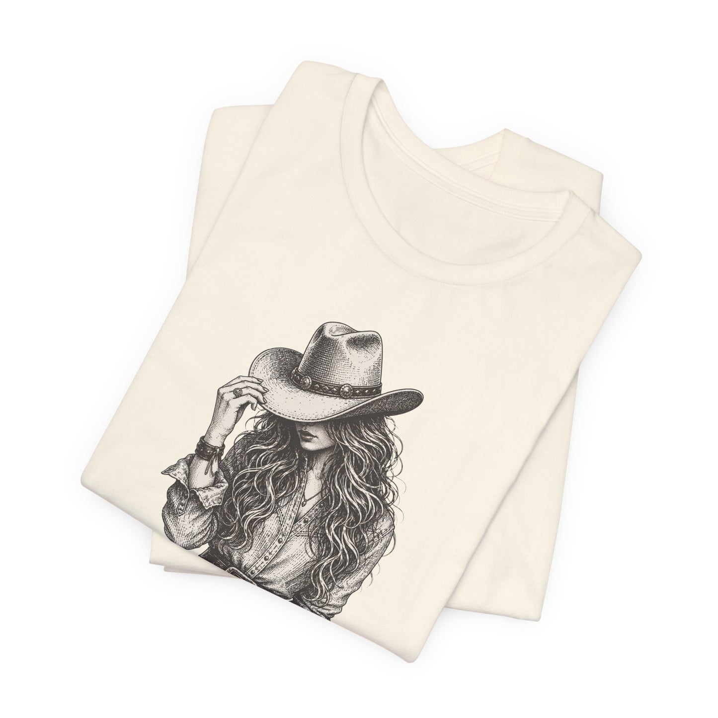 Cowgirl Sketch T‑Shirt — Hand‑Drawn Western Hat Graphic Tee