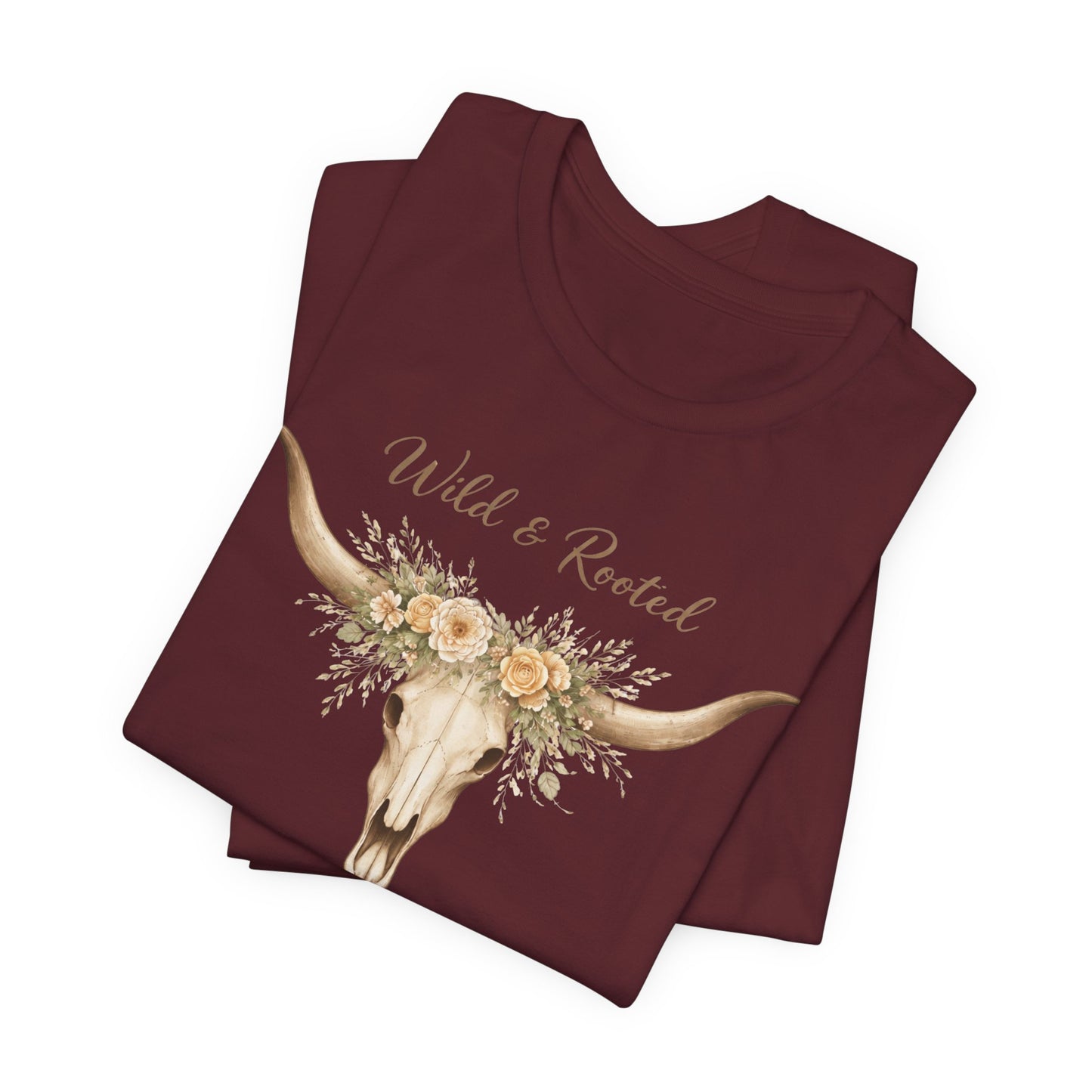 Boho Western Floral Longhorn Graphic T-Shirt