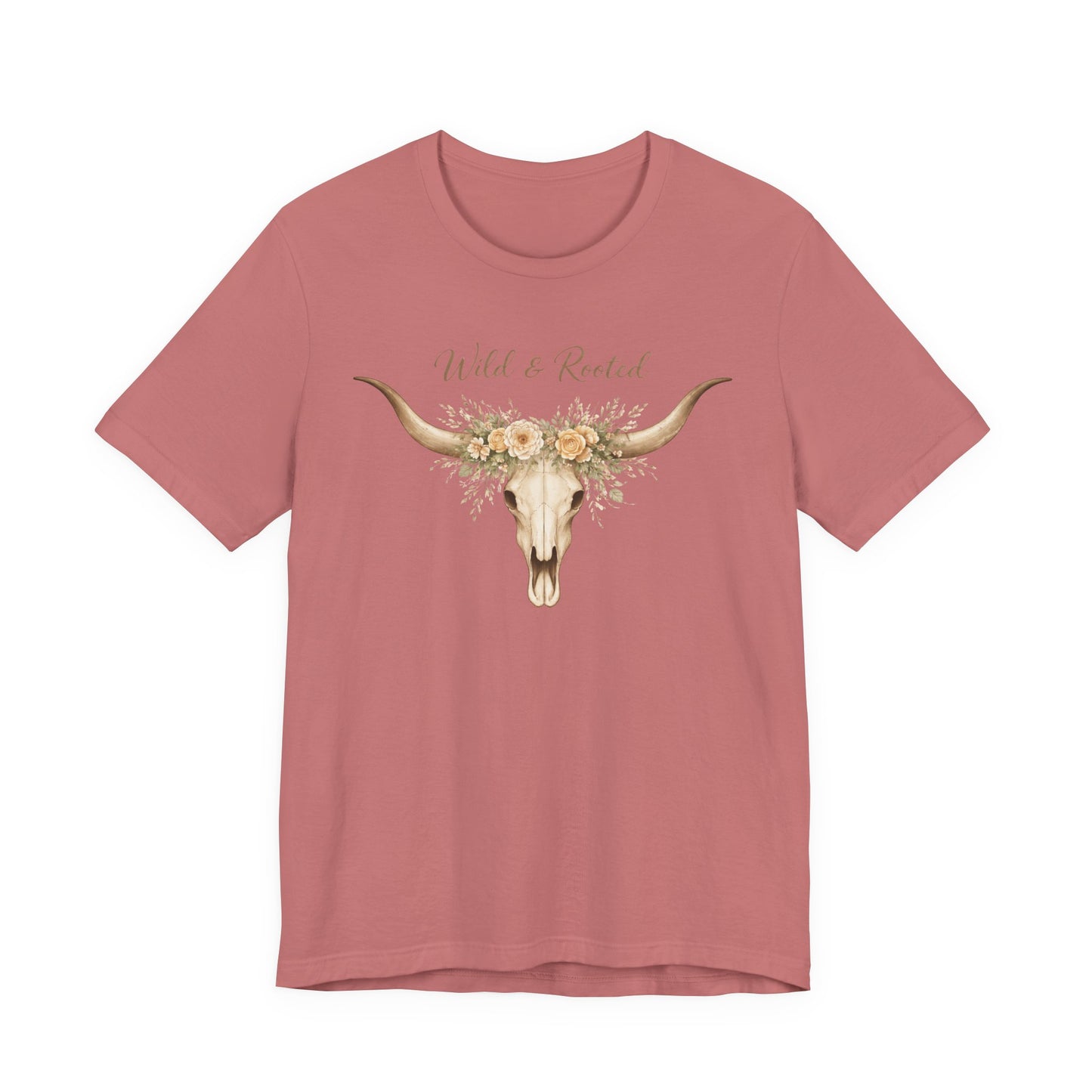 Boho Western Floral Longhorn Graphic T-Shirt