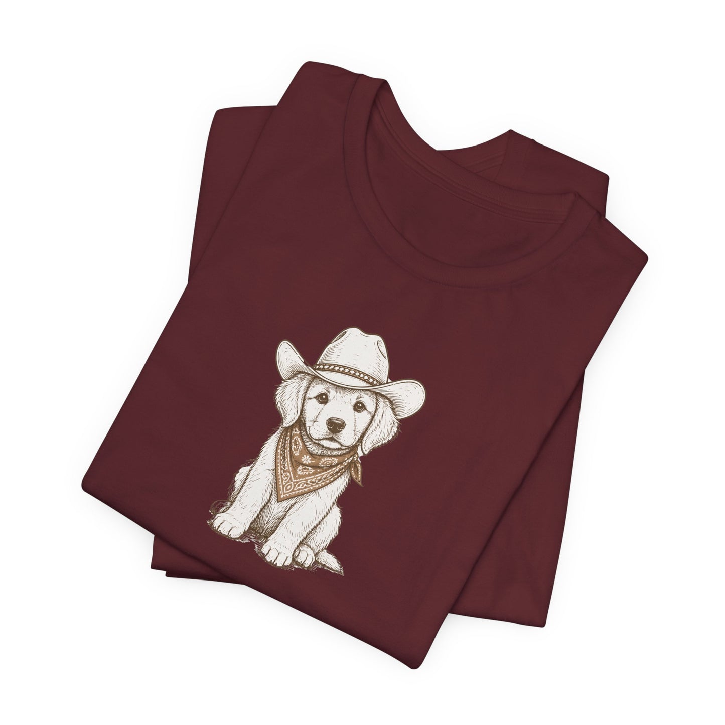 Cowboy Puppy T-Shirt — Cute Dog in Cowboy Hat & Bandana Tee