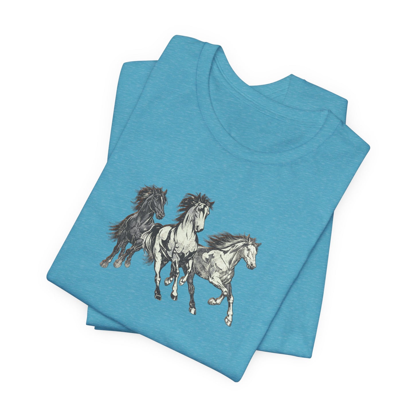 Running Horses T‑Shirt — Vintage Trio Horse Graphic Tee
