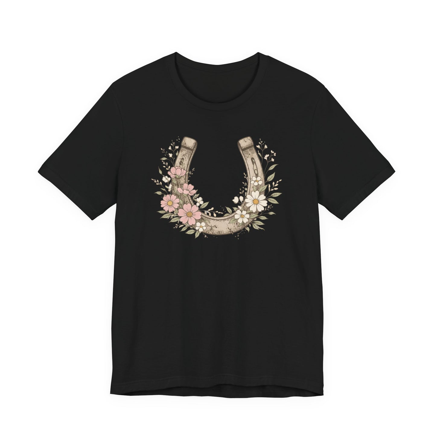 Floral Horseshoe T‑Shirt — Vintage Lucky Charm Tee