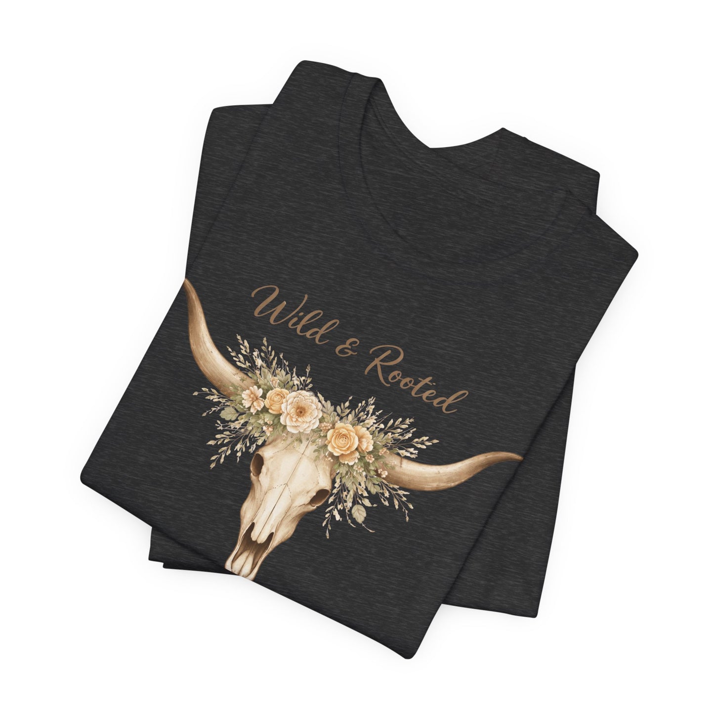 Boho Western Floral Longhorn Graphic T-Shirt