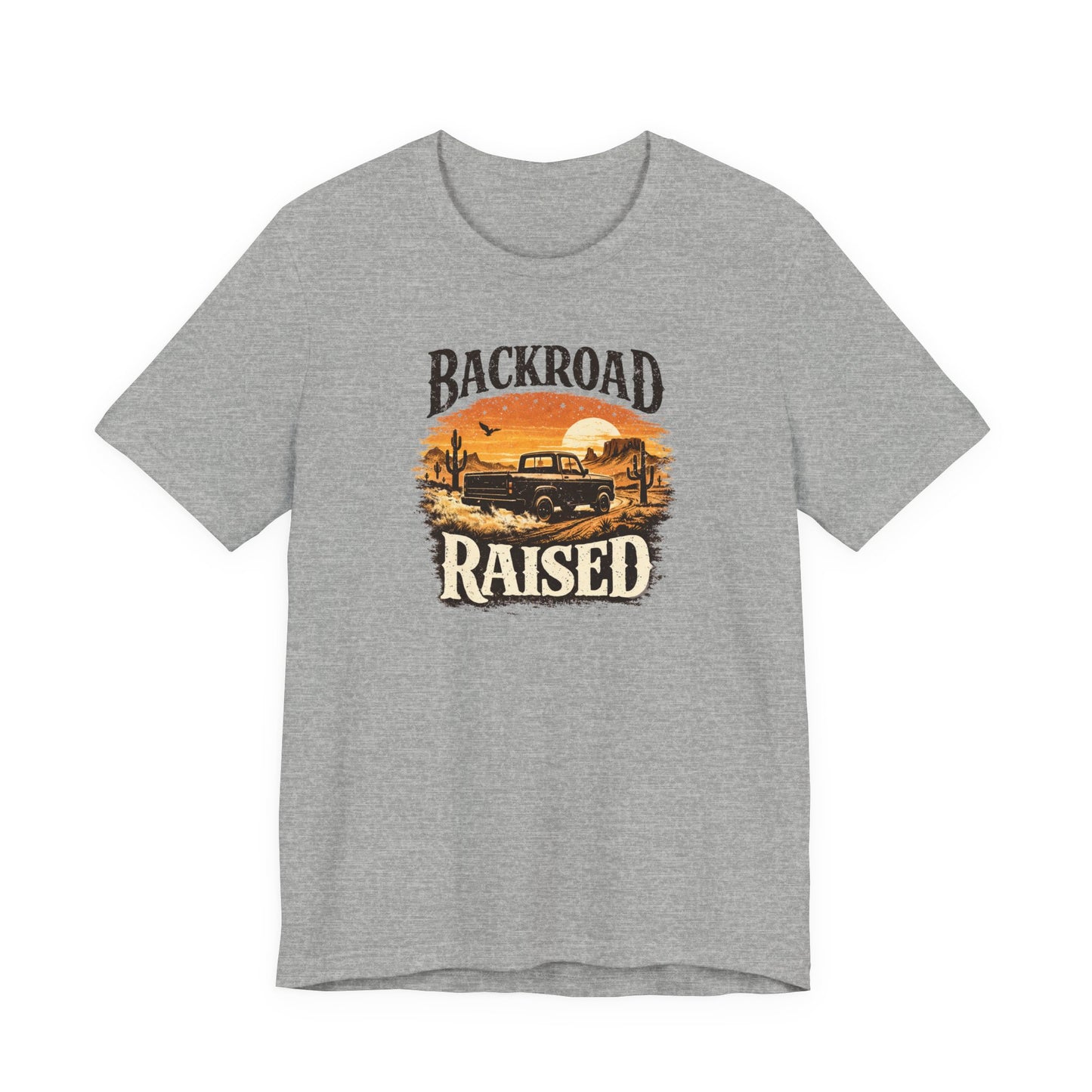 Backroad Raised Truck T‑Shirt— Rustic Vintage Sunset Country T‑Shirt
