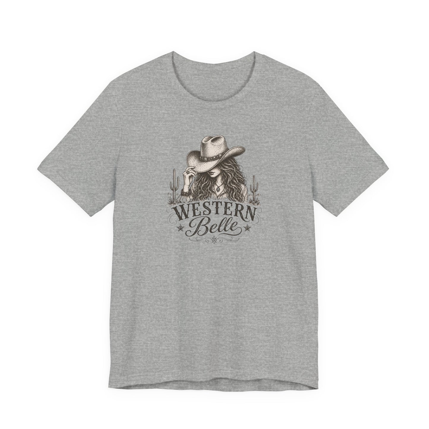 Western Belle T-Shirt — Cowgirl Hat & Cactus Vintage Graphic Tee