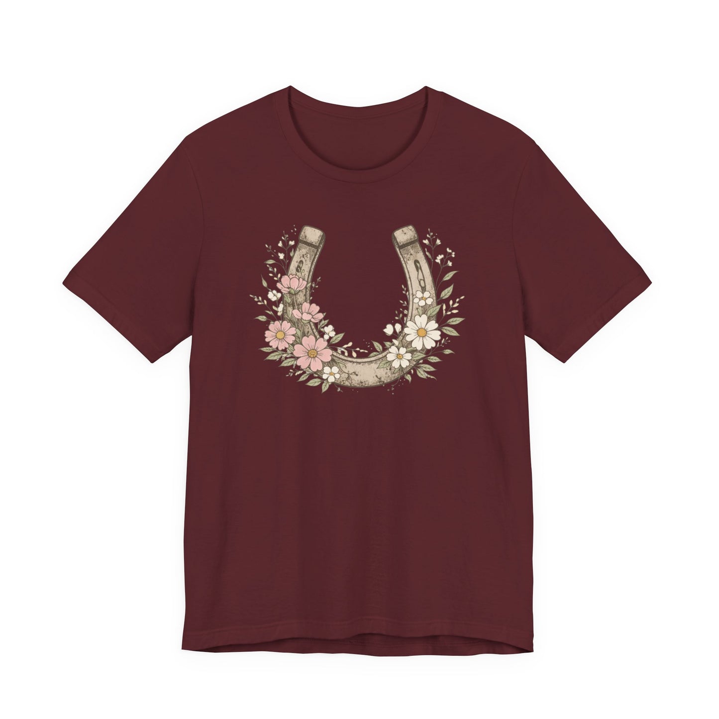 Floral Horseshoe T‑Shirt — Vintage Lucky Charm Tee