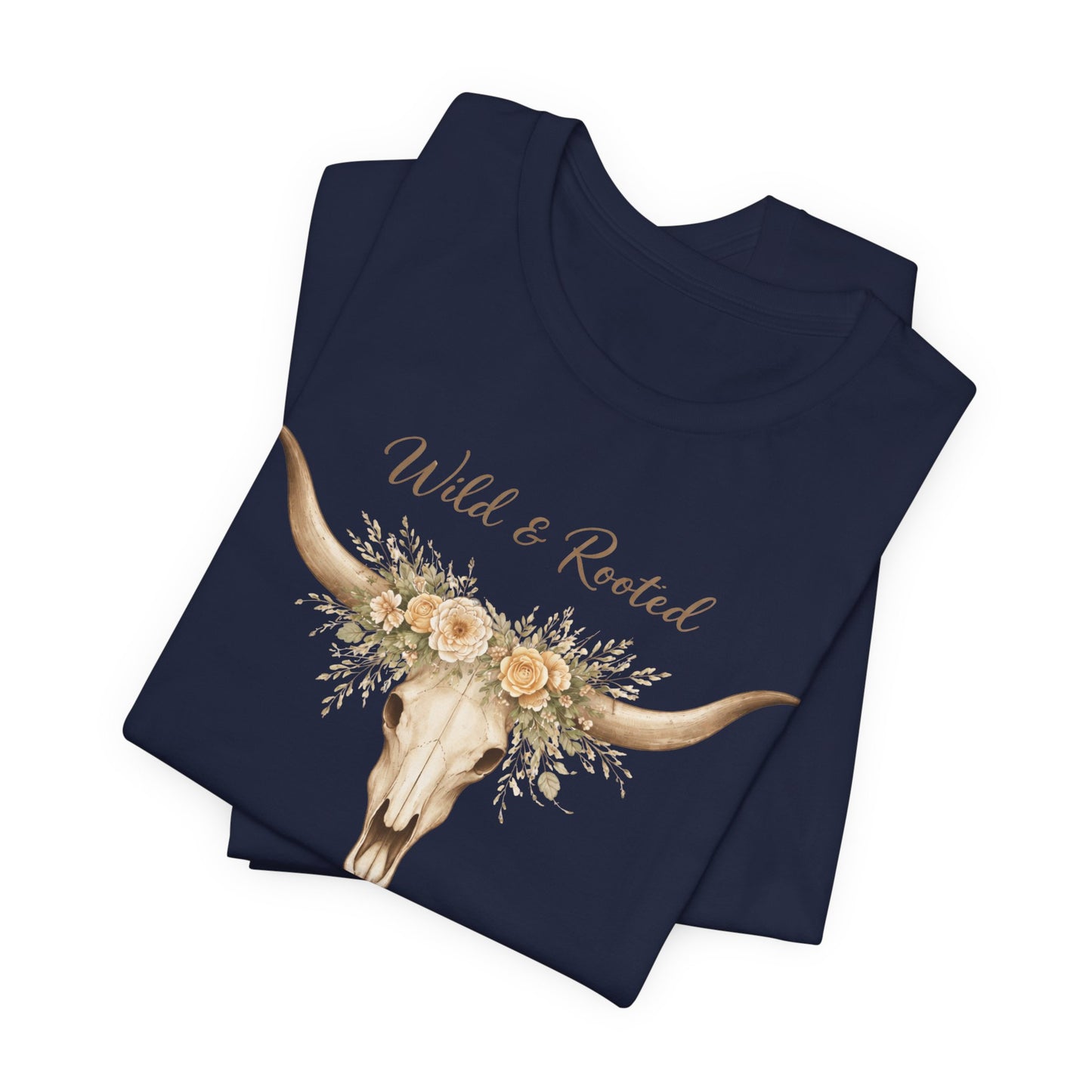 Boho Western Floral Longhorn Graphic T-Shirt