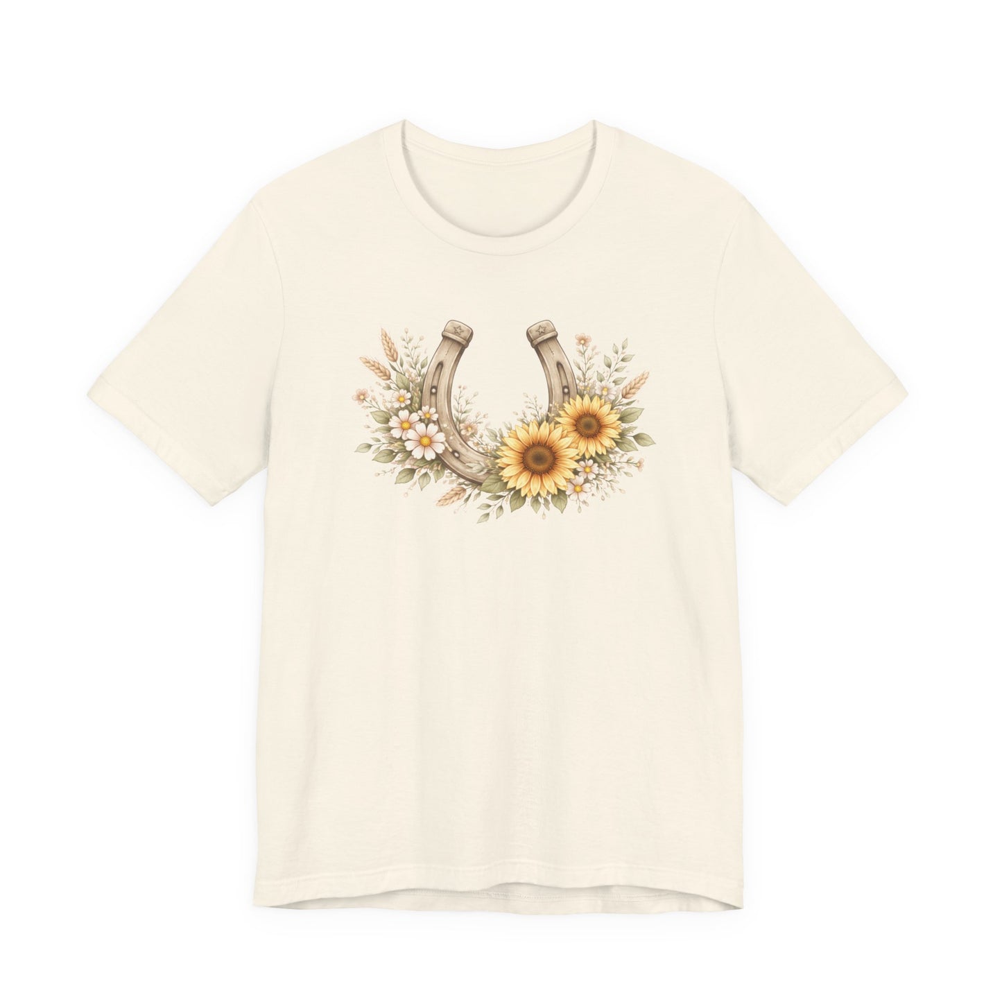 Sunflower Horseshoe T-Shirt — Rustic Floral Lucky Tee
