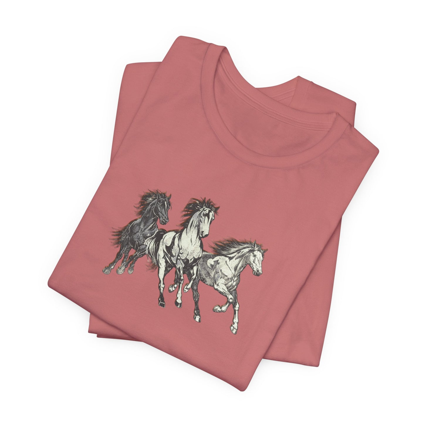 Running Horses T‑Shirt — Vintage Trio Horse Graphic Tee