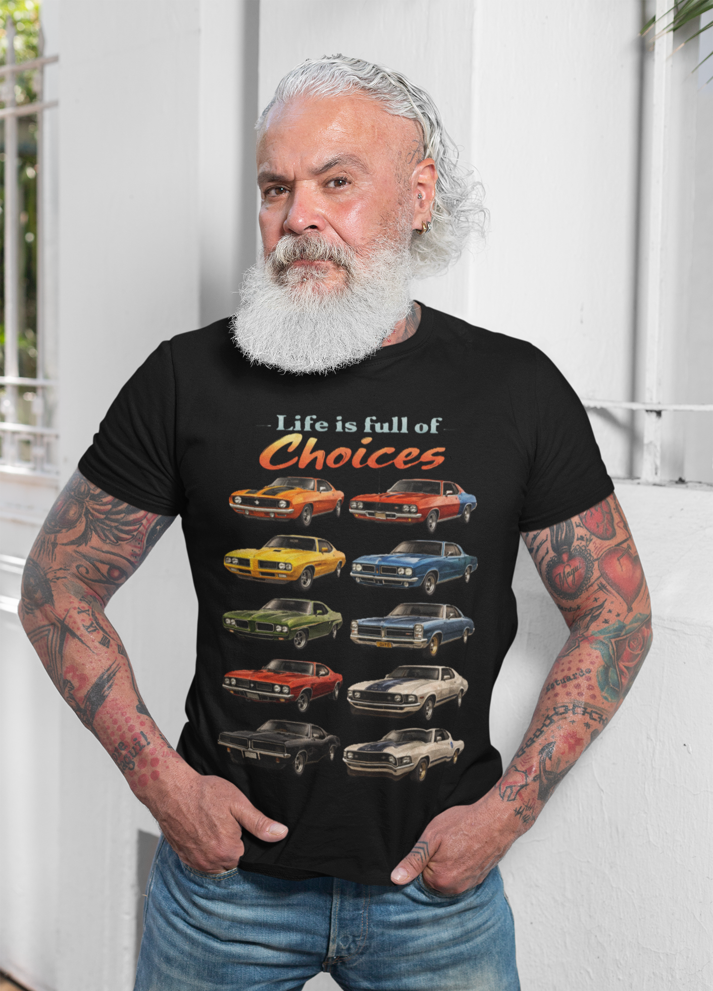 Classic Muscle Car T-Shirt — "Life Is Full of Choices"