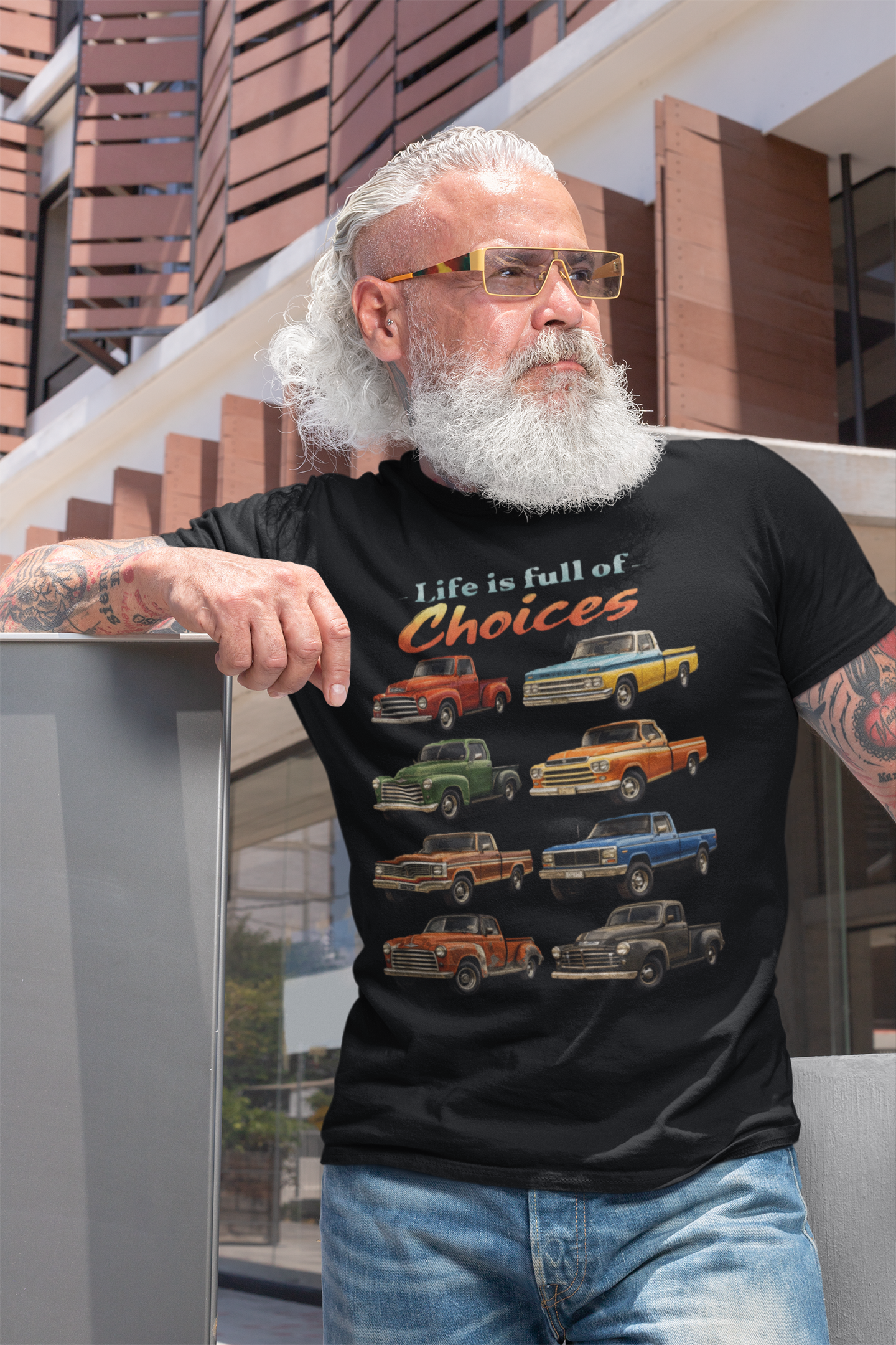 Vintage Pickup Trucks Graphic T-Shirt — "Life Is Full of Choices"